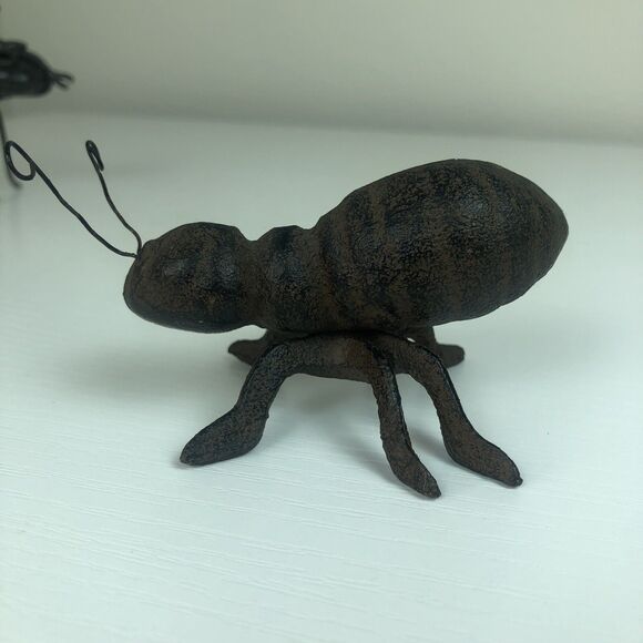 Set of 3-- 2 Bugs Cast Iron / 1 Iron & Stone Figurines Garden Insects Ants Fly - Picture 10 of 16